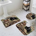 thumbnail image 3 of Vintage Forest Black Bear Bathroom Rugs Set Checkered Wood Grain Non Slip Absorbent Soft Bath Mats 3 Piece Set with Bathroom Rug, U-Shaped Floor Mat, Toilet Seat Cover Small Size, 3 of 9