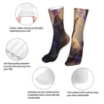 thumbnail image 3 of KLL Purple Flower Lazy Cat Print Womens Crew Socks Athletic Middle Tube Long Socks Novelty Socks Gifts For Men, 3 of 7