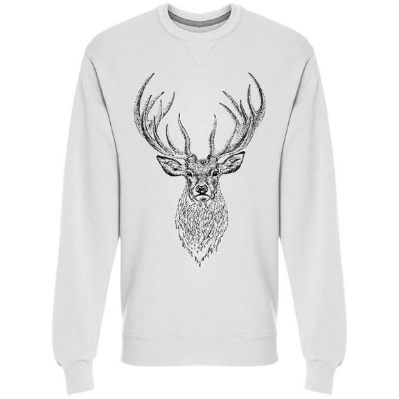 Deer Sketch Art Sweatshirt Men -Image by Shutterstock, Male x-Large