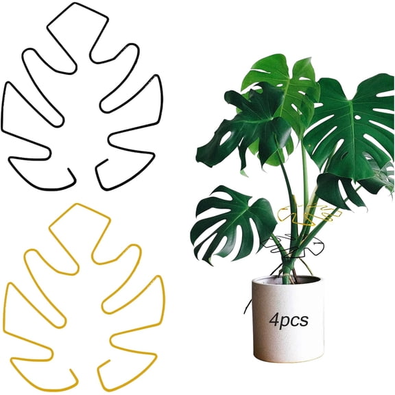 4pcs Iron Plant Stem Supports, Monstera Plant Support Outdoor Indoor Plant Accessories, 2 Colour Turtle Shell Bamboo Clamp Set for Thriving Growth (Gold Black)