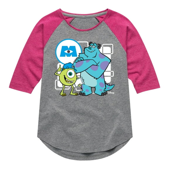 Monsters Inc. - Mike And Sully - Toddler & Youth Girls Raglan Graphic T-Shirt