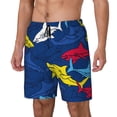 thumbnail image 1 of Balery Cartoon Shark Bañador para hombre, shorts de playa de secado rápido con entrepierna y forro de compresión-Large, 1 of 6