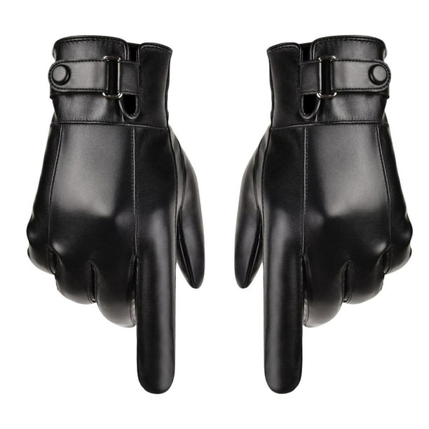 Guantes de invierno Zulema Pantalla táctil A prueba Impermeable PU Cuero Grueso Cálido Negro 245 cm