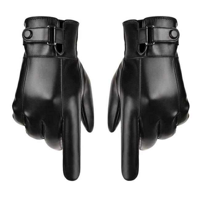 Guantes de invierno para hombre, de piel sintética, para pantalla táctil, para escribir mensajes de texto, cálidos y suaves, para otoño e invierno. Negro 245 cm