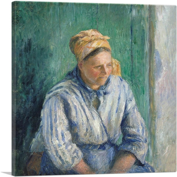 ARTCANVAS Washerwoman Study 1880 Canvas Art Print by Camille Pissarro - Size: 12" x 12" (0.75" Deep)