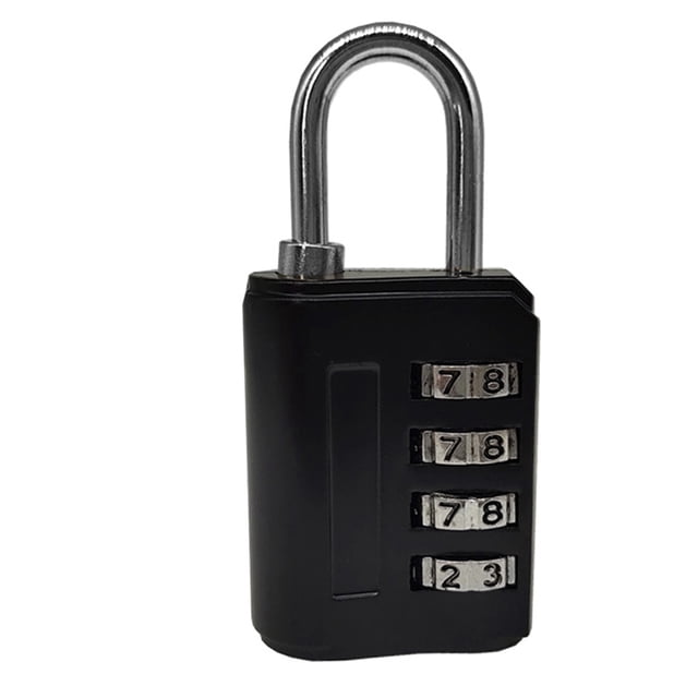 4 Digit Combination Padlock High Safety Waterproof Bright Colors Combination Lock for Wardrobe Camera Bags TravellingBlack