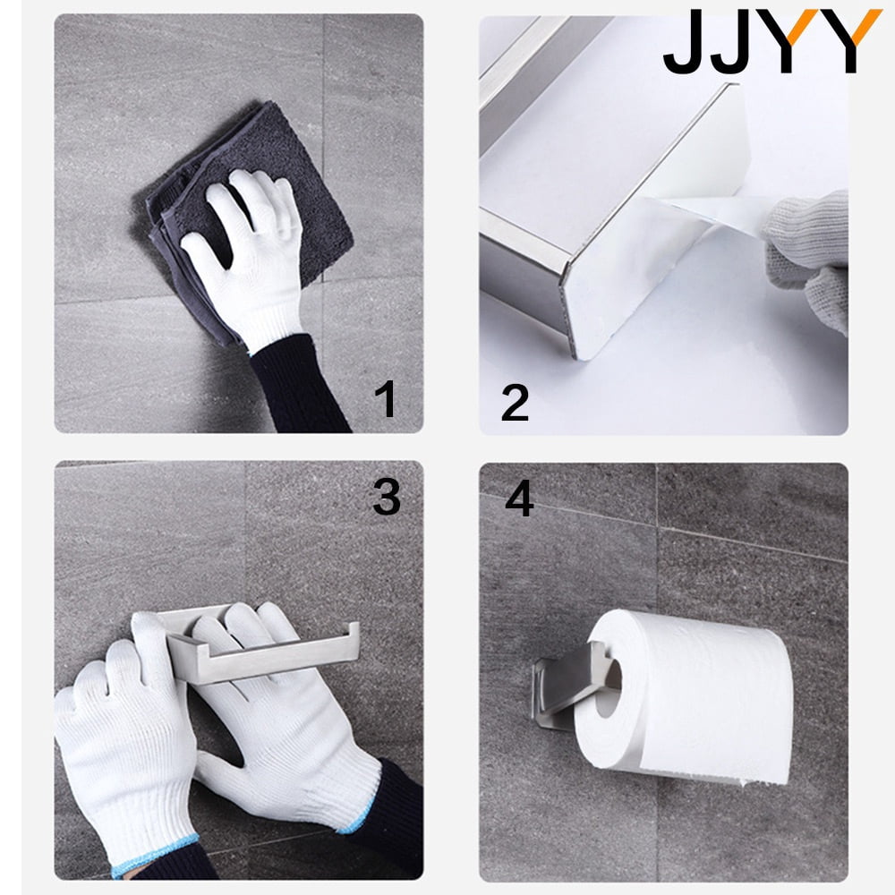 JJYY 1PC/2Pcs High Quality 304 Stainless Steel Nail-Free Rolling Paper Holder - Durable Bathroom Toilet Paper Dispenser with Easy Installation
