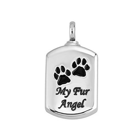 

My Fur Angel Pet Urn Necklace Pendant Memorial Ashes Keepsake Cremation (Silver)