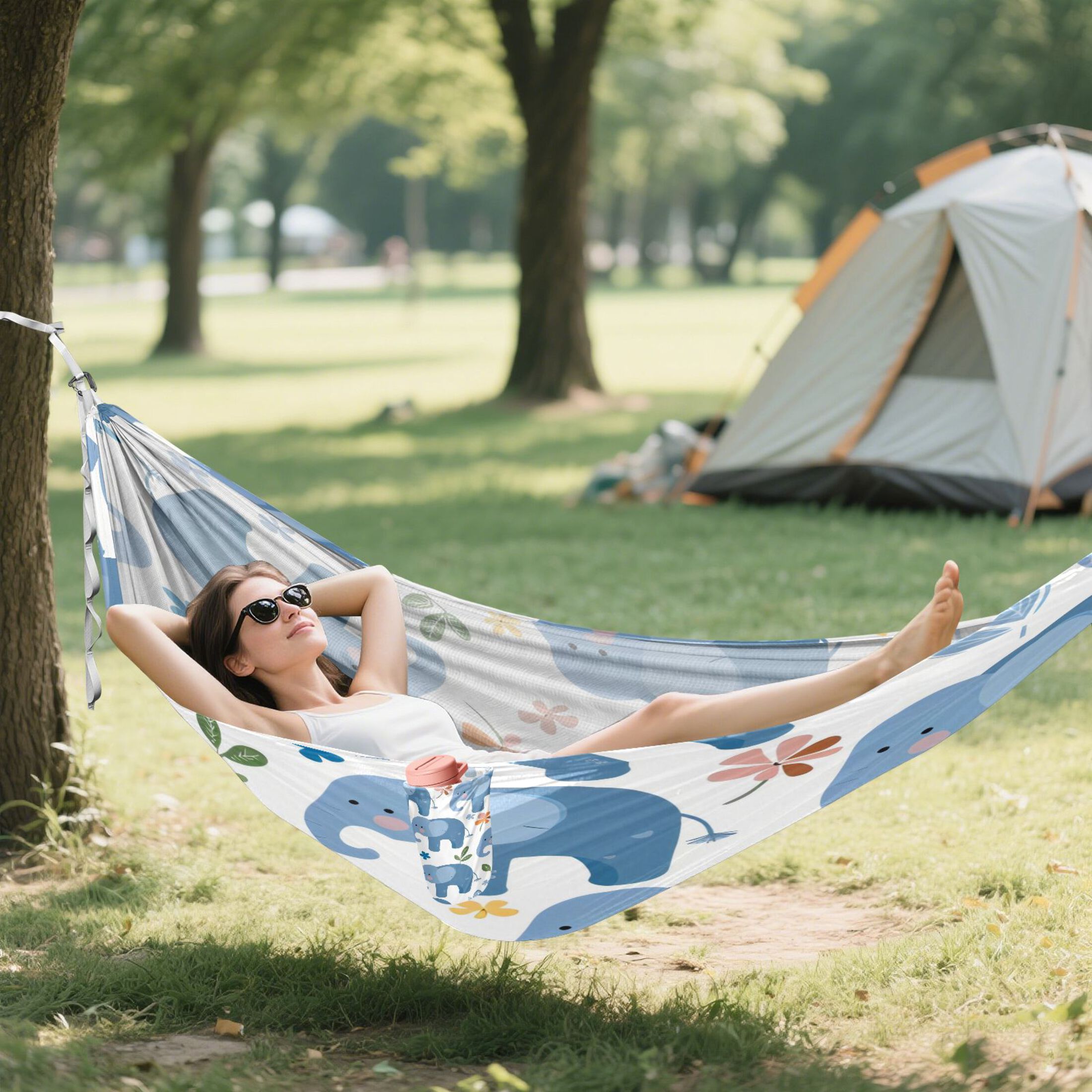 Hammock Camping Hammock Nylon Portable Hammock Travel Camping Hammock Blue Elephant