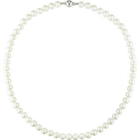 7-7.5mm White Cultured Freshwater Potato Pearl Necklace, 18