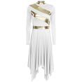thumbnail image 6 of Aislor Women Liturgical Praise Dance Outfits Long Sleeve Worship Tunic Dress with Wide Leg Pants White XL, 6 of 7