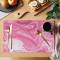 thumbnail image 2 of Pink Marble Placemats Set of 4, Modern Ombre Abstract Fluid Aesthetic Art Placemats for Dining Table, Place Mats for Kitchen Tabletop, Waterproof Wipeable Dining Table Mats Set, 2 of 9