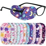 Newcotte 12 Pcs Eye Patch for Kids Girls Eye Patch for Glasses Boys over the Lens Colorful Eye Patch Toddler Eye Patch Adorable Kids Eye Patches Assorted Eye Patch Cover (Graceful Style)