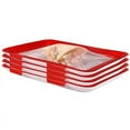 thumbnail image 1 of Smart Food Saver, Reusable Food Storage Transparent Design Preservation Tray, Easy to Clean Stackable Food Tray Keeps Food Fresh, Environmentally Friendly Design (Red + White), 1 of 7