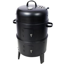 Charcoal Smoker Grill Wood Smoker Grills Outdoor Cooking 16 Inch Vertical Smoker Portable BBQ Grill for Camping, Black as picture