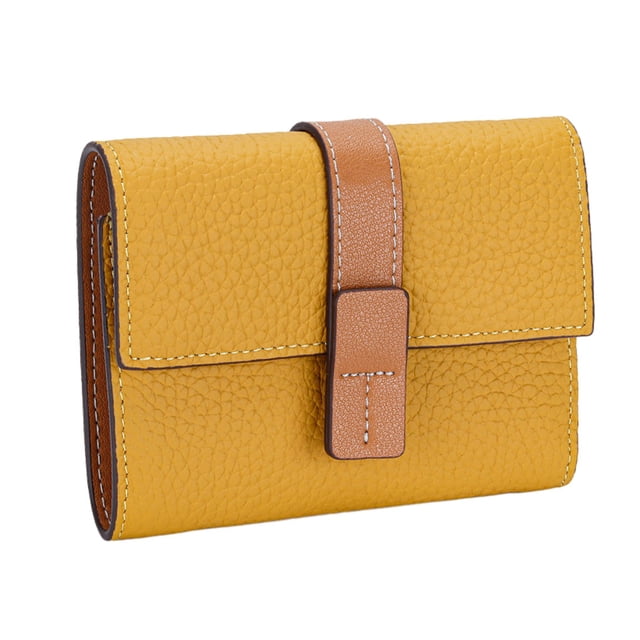 Minnieouse Monedero de cuero para mujer, reemplazo Rectangular, triple pliegue, Color sólido, tarjetero elegante, billetera, Notecase, regalo de Carteras Amarillo