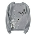 thumbnail image 5 of Fiaer,Women's Crew Neck Sweatshirts Loose Fit Dandelion Animal Printed Plus Size Pullover Long Sleeve Casual Trendy No Hooded Hoodies Grey L, 5 of 5