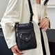 thumbnail image 5 of Bolso bandolera para teléfono celular | Bolso vertical de cuero PU suave para mujer | Bolso de mano pequeño | Cartera ligera para mujer | Marrón | 24,5x9,7x9,3cm | 1 Paquete, 5 of 7