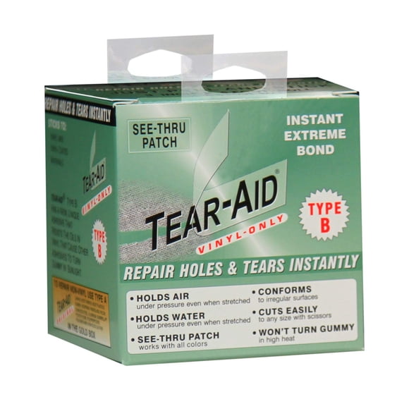 Kit de parches de reparación de vinilo TEAR-AID tipo B de 7,6 cm x 1,5 m