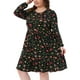 thumbnail image 1 of Vestido de Día de la Madre Plus Size Agnes Orinda para Mujeres, Cuello Redondo, Manga Larga, Plisado, Midi con Capas, Floral, 2X Negro, 1 of 5