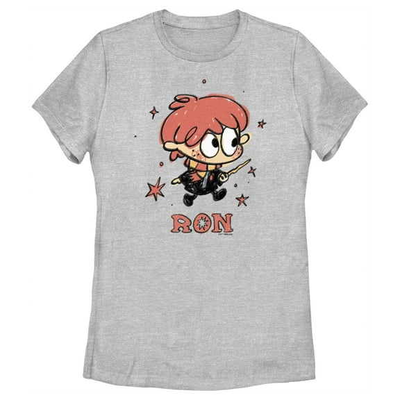 Women's Harry Potter Ron Starry Cartoon  Graphic Tee Athletic Heather 2X Large