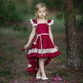 thumbnail image 5 of ATOGUTA Dresses for Toddler Girls Cute Summer Flutter Sleeves Lace Hollow Out Irregularity Long Dress Red, Sizes 6M-4T, 5 of 5