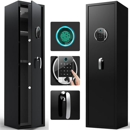 Seizeen Electronic Fingerprint Gun Safe 5-Gun Capacity Black Includes 3 Pistol Bags