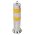 thumbnail image 4 of Poste de seguridad de acero inoxidable de 55 cm para estacionamiento con banda reflectante amarilla para carretera., 4 of 14