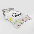 thumbnail image 3 of Ambesonne Saying Bedding Set 3 Pcs, Be Happy Wildflowers, Twin XL, Multicolor, 3 of 3