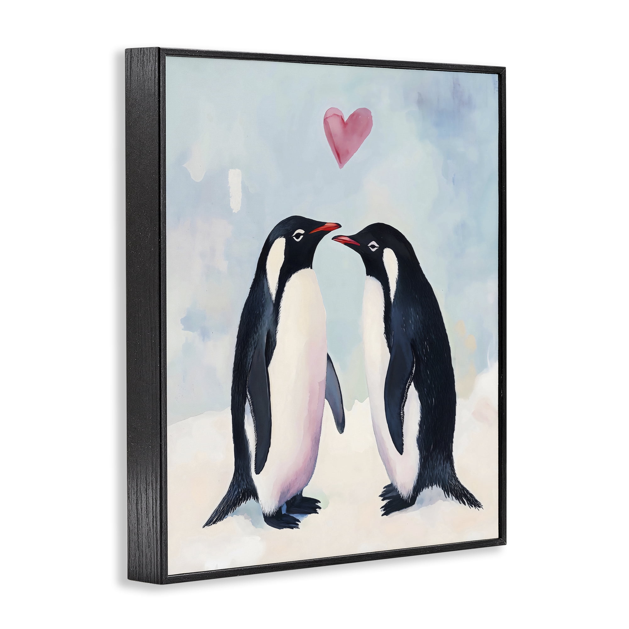 Stupell Industries Penguin Love with Heart Black Framed Giclee Art, design by The Prints Vibe