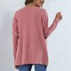 thumbnail image 3 of Camisetas casuales de color puro, color rosa cameo, camiseta de cuello redondo y manga larga para mujer XL con bolsillos, 3 of 5