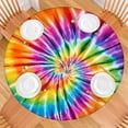 thumbnail image 2 of Colorful Rainbow Tie Dye Spiral Pattern Round Fitted Tablecloth with Elastic Edge,Dining Table Cover Waterproof,Outdoor Round Tablecloth for Camping,Dining,Indoor and Outdoor, 2 of 7