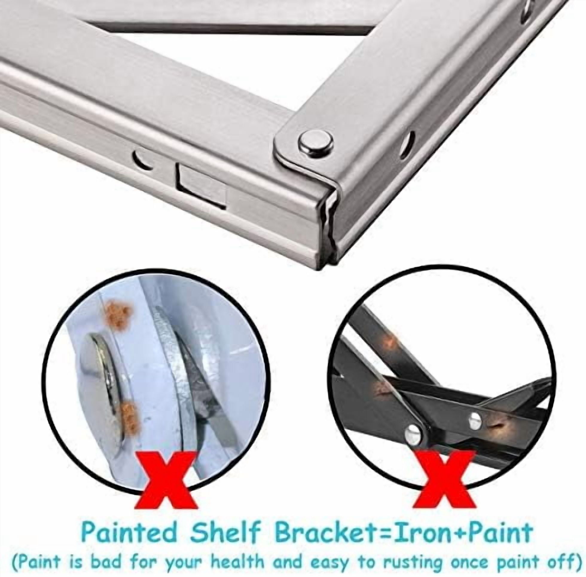 CLT 22'' Folding Shelf Brackets Max. Load 550 lb, Heavy Duty Stainless Steel DIY Wall Mounted Shelf Bracket Space Saving for Table Work Bench, Pack of 2
