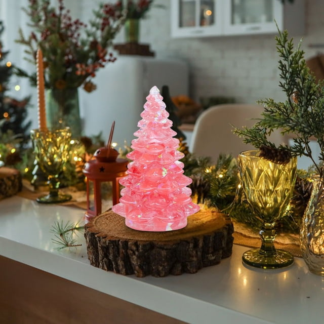 hengsof Holiday Christmas Tree Figurine Crystal Christmas Tree Decoration Xmas Ornament for Fireplace Tabletop Centerpiece Christmas Holiday Decoration Gift Decoration Ornaments
