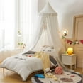 thumbnail image 4 of Bed Canopy for with Lights,Double Layer Princess Round Dome Dreamy Mosquito Net Bedding Girls Room Castle Play Tent Hanging House Decor Reading Nook Canopies(White/White), 4 of 13