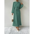 thumbnail image 5 of Women's Honey Tie Waist Long Sleeve Dress Sheer Bodice Fifty five % viscose forty two % polyester three % elastane, 5 of 24