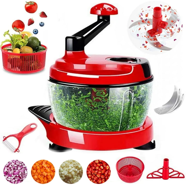 OhhGo Multi-Functional Manual Food Processor, 8 Cup Hand-powered