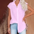 thumbnail image 6 of Ruyang Ladies Casual Solid Color Breathable Single Shirts Women's Short Sleeve Tops Cotton And Linen Women Damage Done Shirts, 6 of 7