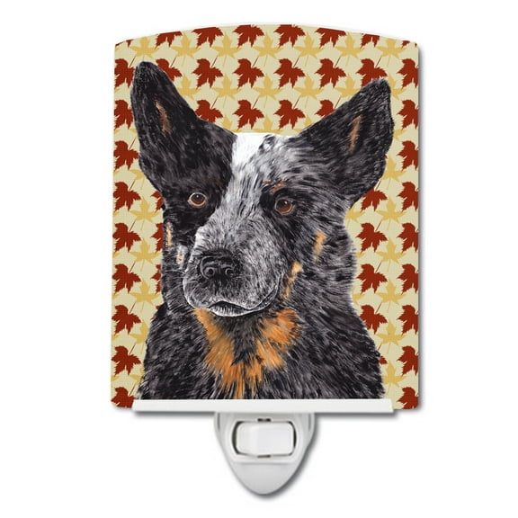 Caroline's Treasures SC9236CNL Australian Cattle Dog Fall Leaves Portrait Ceramic Night Light, 6x4x3", multicolor