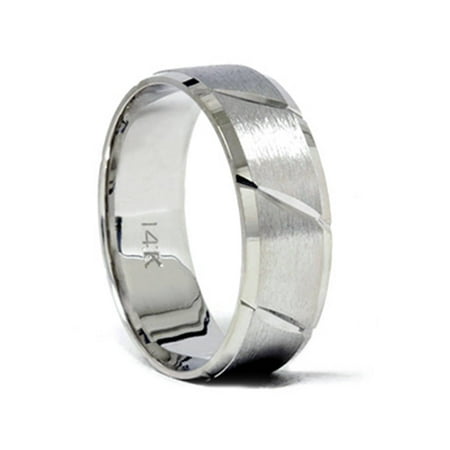 Brushed Wedding Band 14K White Gold