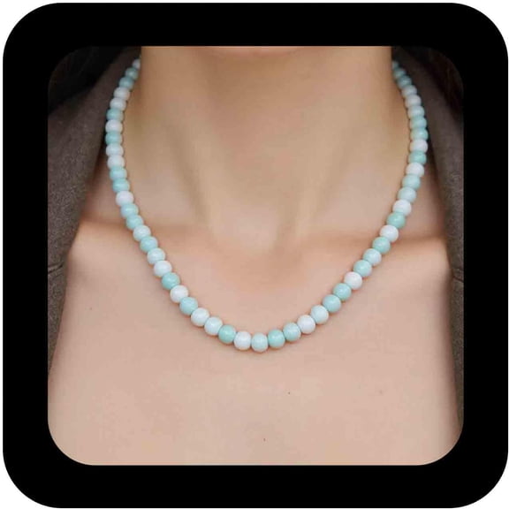 Vintage Blue Bead Choker Necklace Short Blue Stone Collar Necklaces Blue Beaded Necklaces Seed Bead Necklace Chain Jewelry for Women