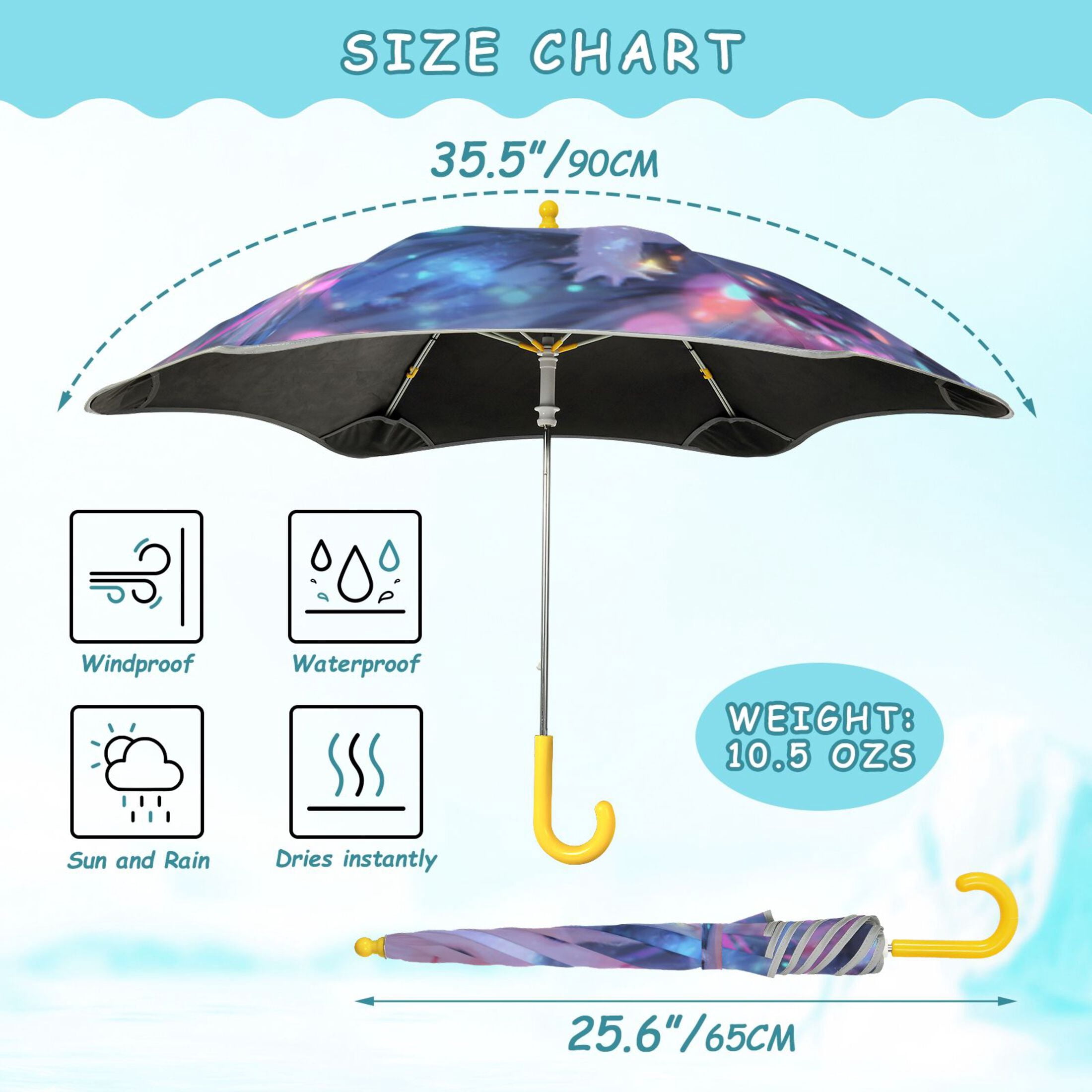 BZSMCE Folding Umbrellas Rain & UV Protection Windproof In Axolotl in Sparkle Pattern
