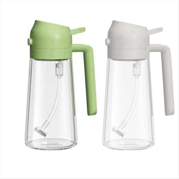 Dispensador de Aceite y Pulverizador de Aceite 2 en 1, Botella Dispensadora de Aceite de Vidrio de Aproximadamente 16 Oz para Cocina (2 Unidades) Verde y