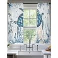 thumbnail image 2 of Sea Turtle Sheer Curtains 72 Inch Long 2 Panels, Ocean Coral Starfish Seagrass Blue Nautical Light Filtering Rod Pocket Semi Sheer Curtains, Sheer Voile Drapes for Living Room Bedroom, 52"x72", 2 of 5