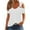 White, variant on Quinlirra shirts for women tees Women Summer Sexy T- Shirt Cold Shoulder Pullover Blouse V-Neck Short Sleeve Solid Tops