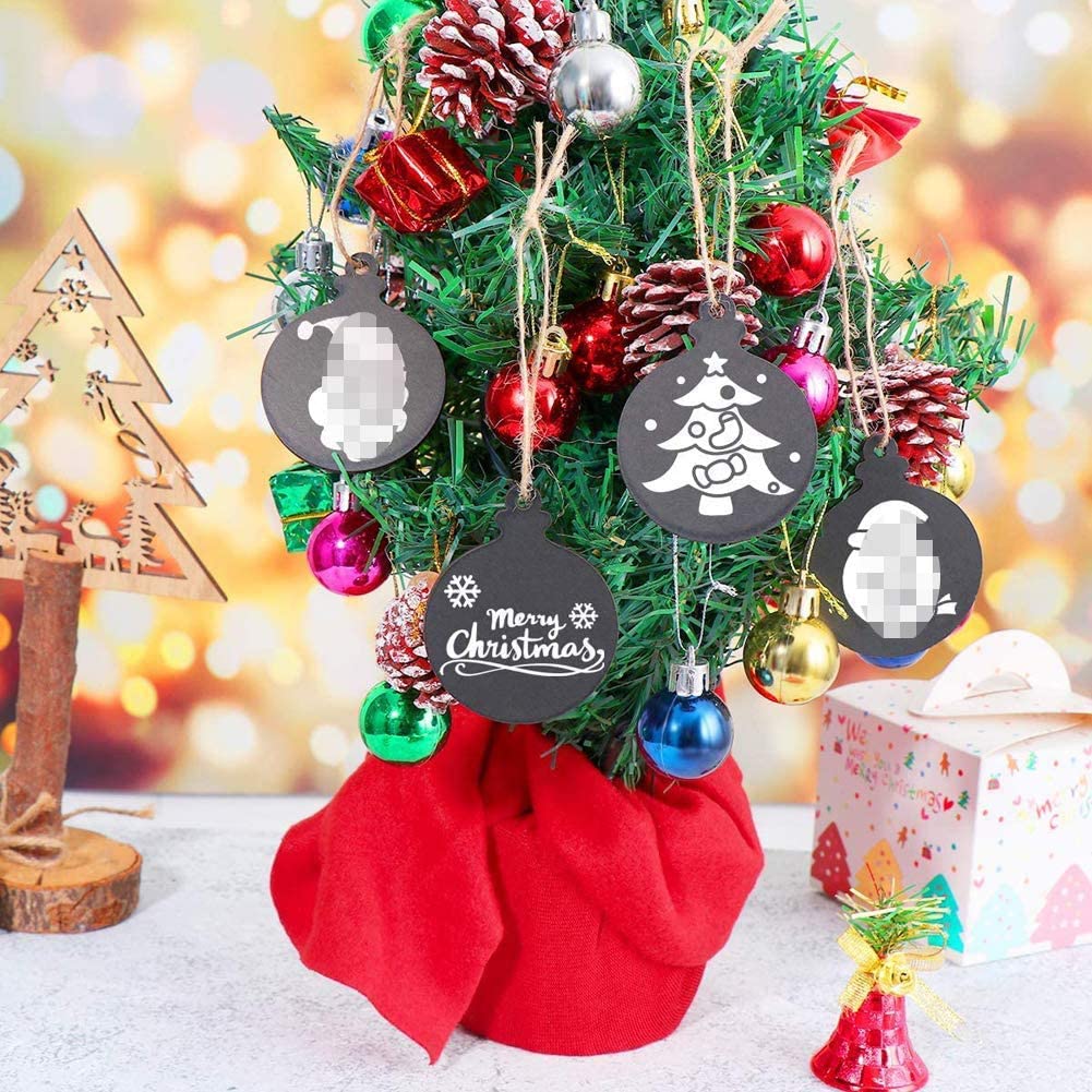 20pcs Chalkboard Tags Mini Wooden Hanging Chalkboard Tags Christmas Tree Shaped Chalkboard Labels Name Tags Price Message Tags with String Best for Christmas Wedding Party DIY Crafts