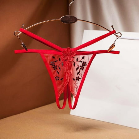 

Homadles Womens Underwear- Slim Fit Low Waisted Breathable Sexy Stretch Thongs Red One Size
