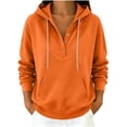 thumbnail image 4 of Qgtaibl Womens Oversized Sweatshirts Button V Neck Raglan Long Sleeve Casual Hoodies Drawstring Kangaroo Pocket Pullover Tops Orange XL, 4 of 7