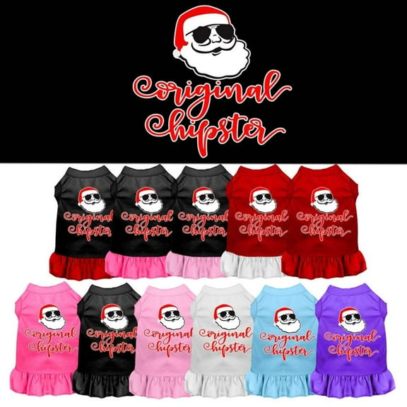 Christmas Dog Dress, Pet Dog  Cat Dress Screen Printed, "Original Hipster"