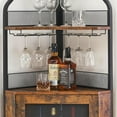 thumbnail image 6 of Corner Wine Bar Rack Cabinet with Detachable Wine Rack, Bar Cabinet with Glass Holder, Small Sideboard and Buffet Cabinet with Mesh Door (Retro Brown), 6 of 16